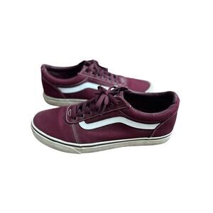Vans‎ Men’s 12 Ward Canvas Skateboard Shoes White Burgundy Stripe